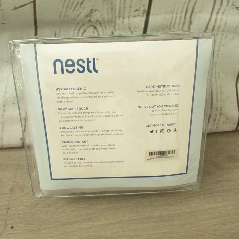 New Nestl Sheet Set Split King Silver Gray Wrinkle‎ Free Microfiber
